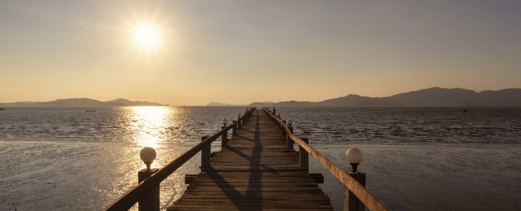 dock at sunset