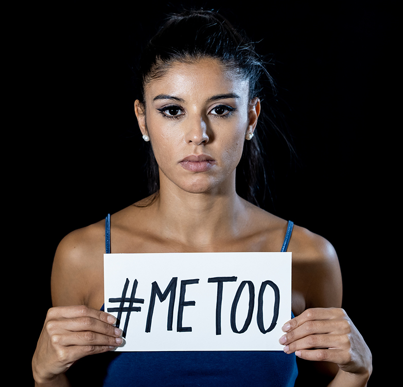 Portrait of young woman with metoo sign